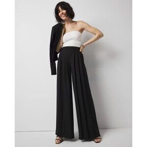 WHITE HOUSE BLACK MARKET Black Wide Leg Pleated Pants Size 00 NEW NWT